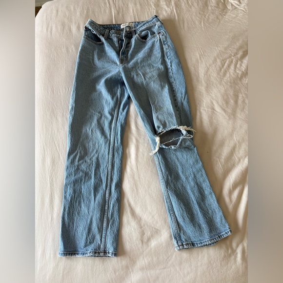 Abercrombie & Fitch Curve Love The Vintage Straigh High Rise Jeans Size 0/25R - Picture 2 of 3